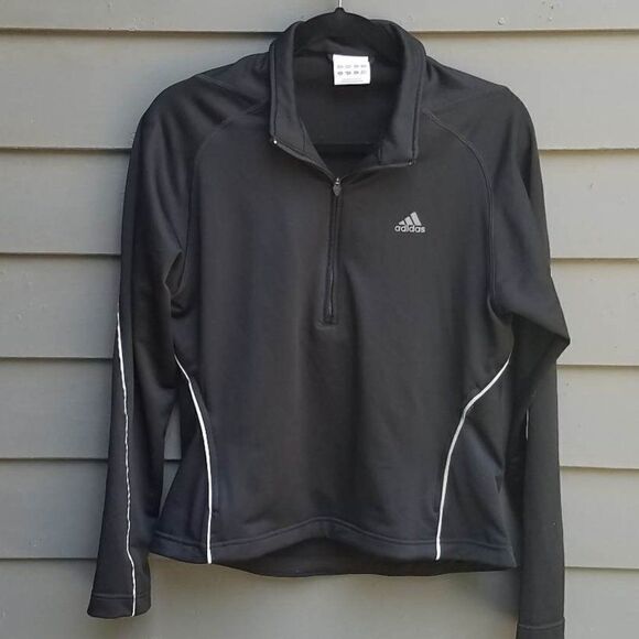 Adidas Black Zip Front Pop Top Jacket Size Medium Climalite - Picture 1 of 7